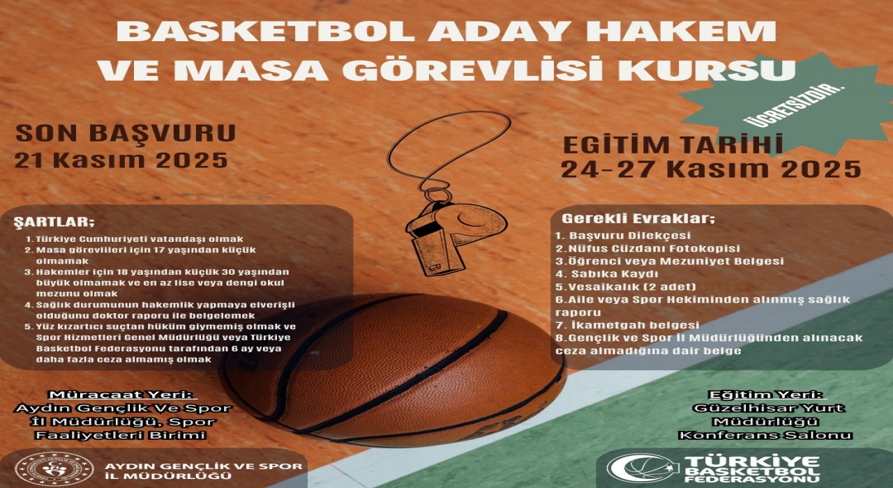 Aydında basketbol hakemliği için süreç başladı