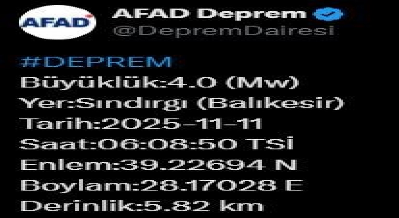 Balıkesirde 4 büyüklüğünde deprem
