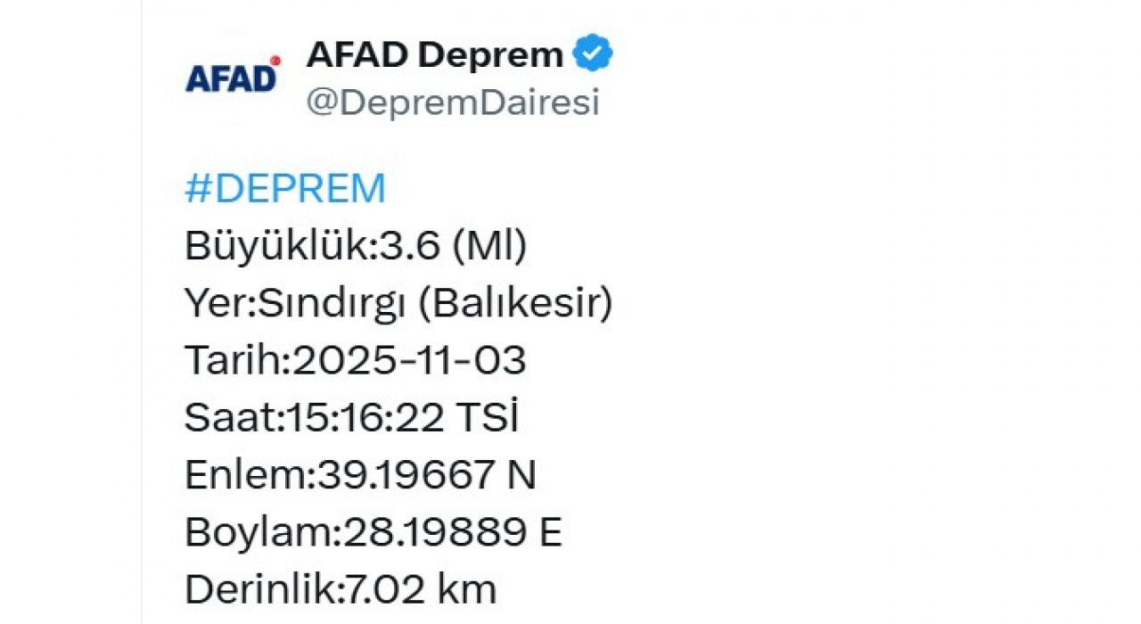 Balıkesirde 4.9 büyüklüğünde deprem