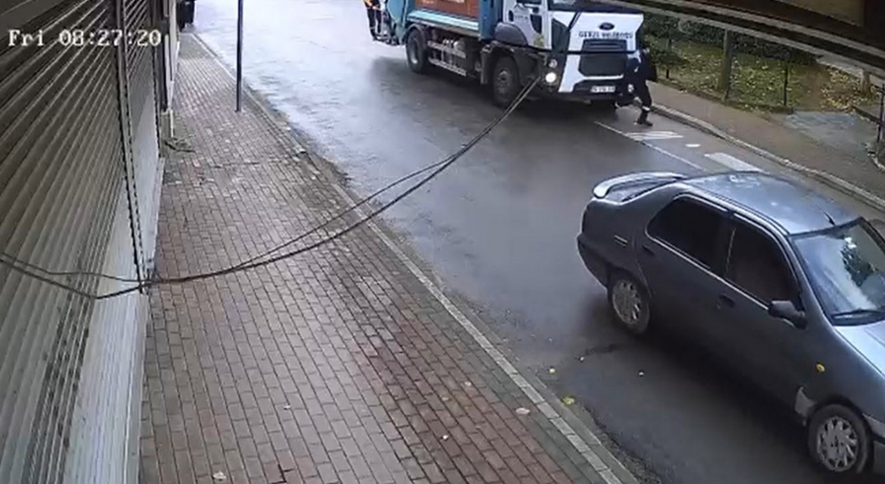 Belediye işçisinin hayatını kaybettiği korkunç kaza kamerada