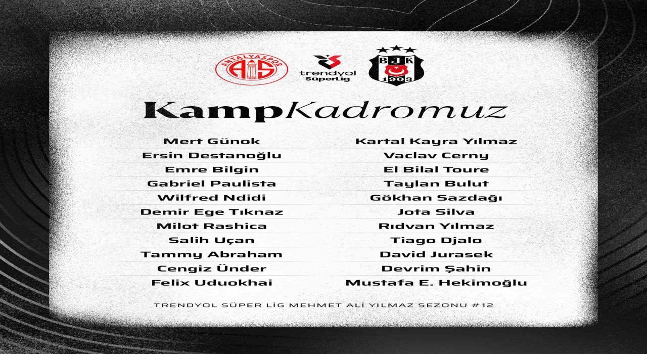 Beşiktaşın, Antalyaspor maçı kamp kadrosu belli oldu