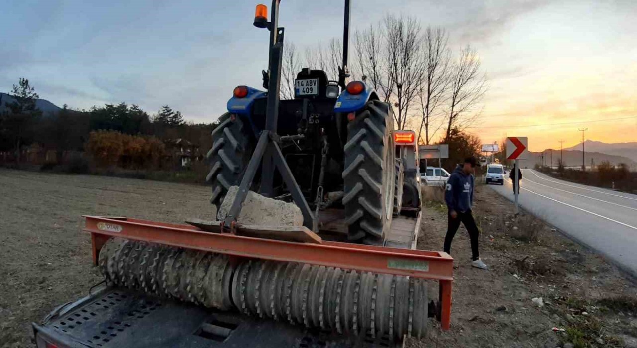 Boluda tarım aletinin altında kalan çiftçi ağır yaralandı