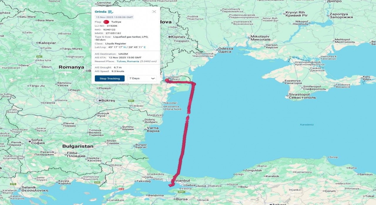 Denizcilik Genel Müdürlüğü: ORINDA adlı LPG gemisi Ukrayna İzmail Limanında tahliye sırasında isabet almış ve yangın çıkmıştır