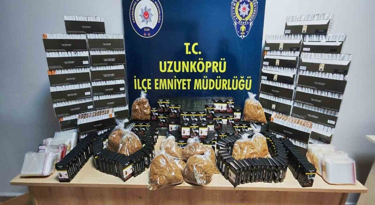 Edirnede on binlerce kaçak makaron ele geçirildi