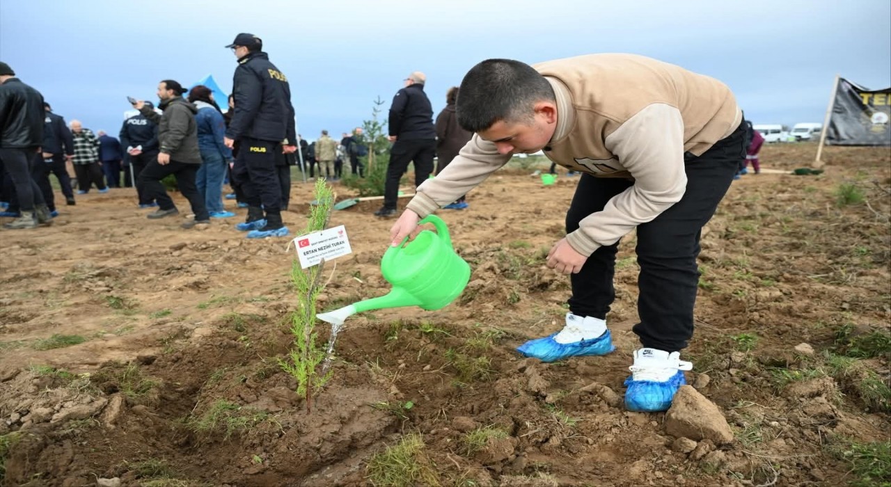 Edirnede şehitler anısına 500 fidan toprakla buluştu