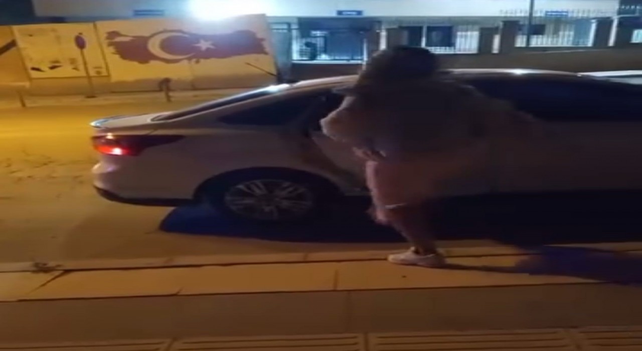 Elazığda bir kadın, tartıştığı şahsın arabasına saldırdı