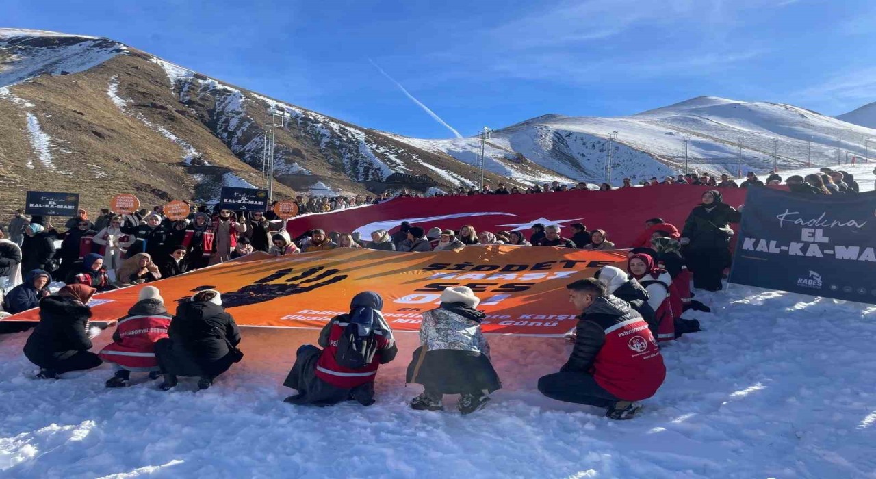 Erzurumda Şiddete karşı tek yürek yürüyüşü düzenlendi