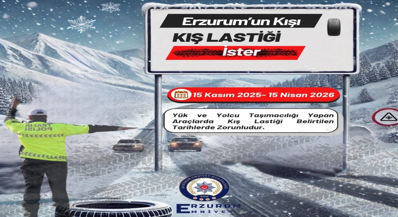 Erzurumun kışı, kış lastiği ister