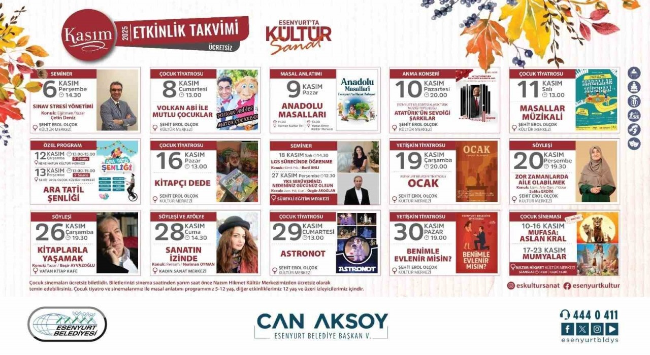 Esenyurtta Kasım ayı kültür ve sanatla dolu geçecek
