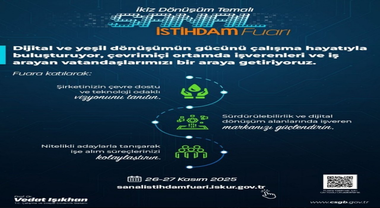 İkiz Dönüşüm Temalı Sanal İstihdam Fuarı çevrim içi ortamda işveren ve iş arayanları bir araya getirecek