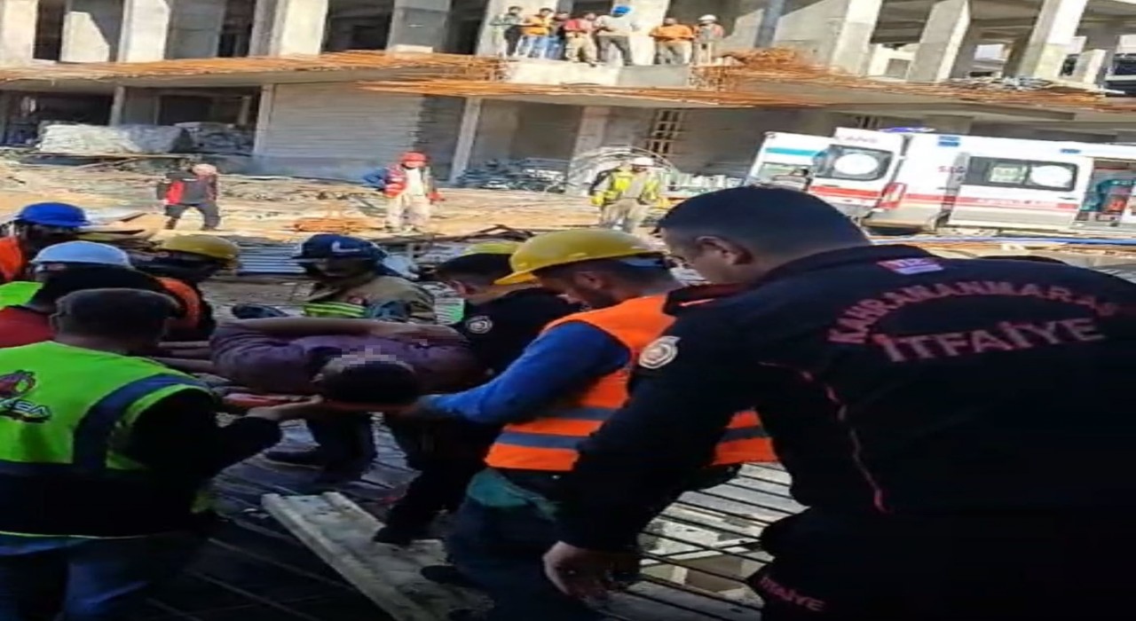 Kahramanmaraşta inşaatta iskele çöktü: 1 yaralı