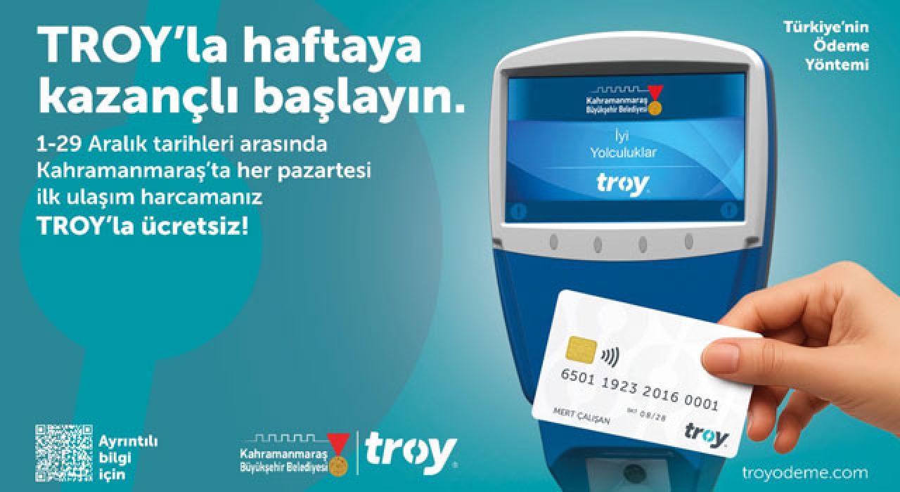 Kahramanmaraş’ta TROY’la Pazartesi Günleri Ulaşım Ücretsiz