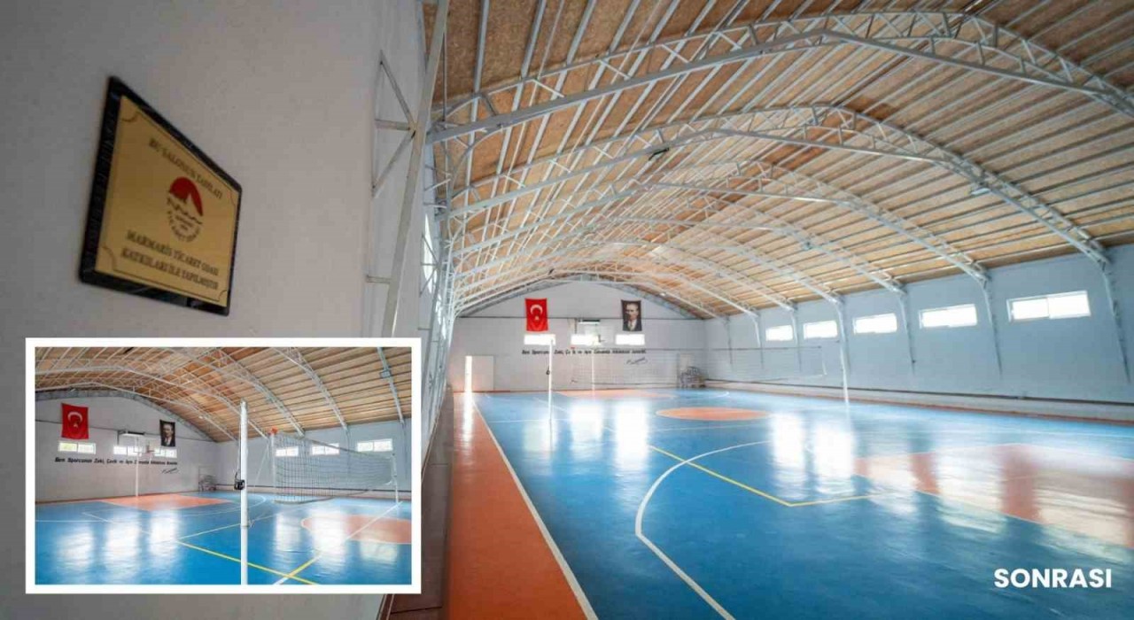 Marmaris Ortaokulunun spor salonu yenilendi