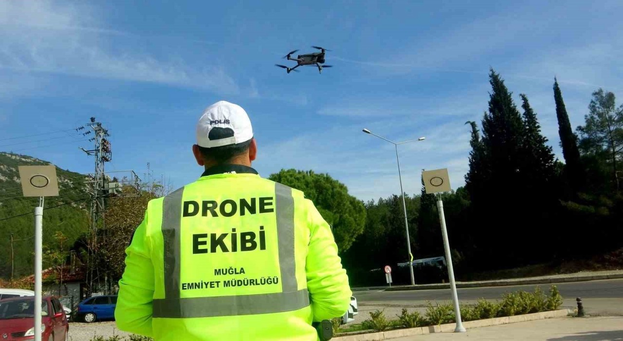 Muğlada trafik denetimlerinde drone dönemi