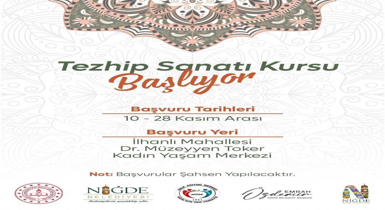 Niğdede tezhip sanatı kursuna başvurular başladı