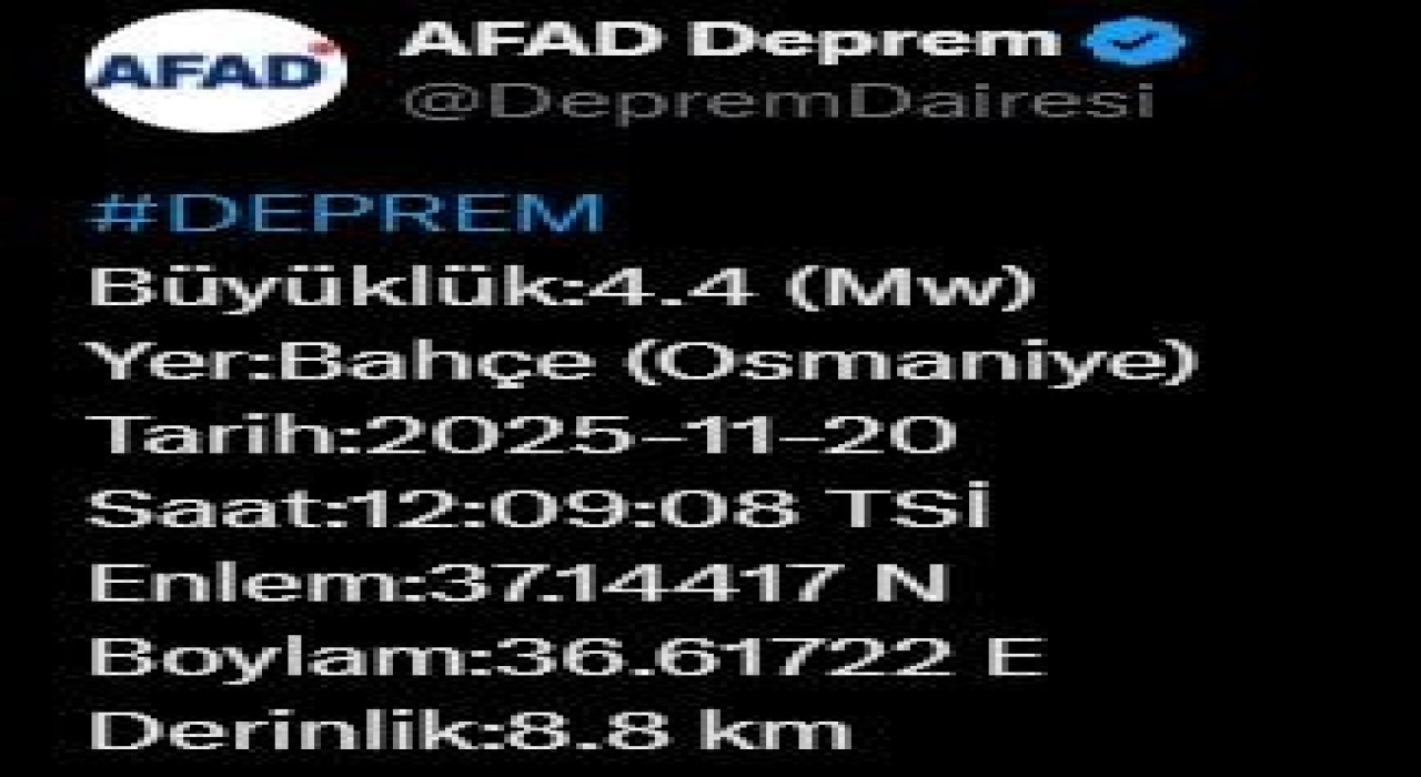 Osmaniyede 4.4 büyüklüğünde deprem