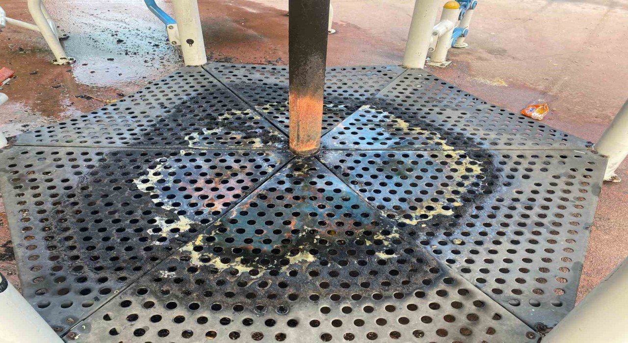 Parkta oynayan çocuklar oyuncağı ateşe verdi