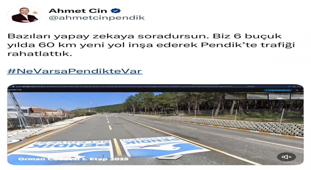 Pendik Belediye Başkanı Ahmet Cinden Mansur Yavaşa dikkat çeken yol göndermesi