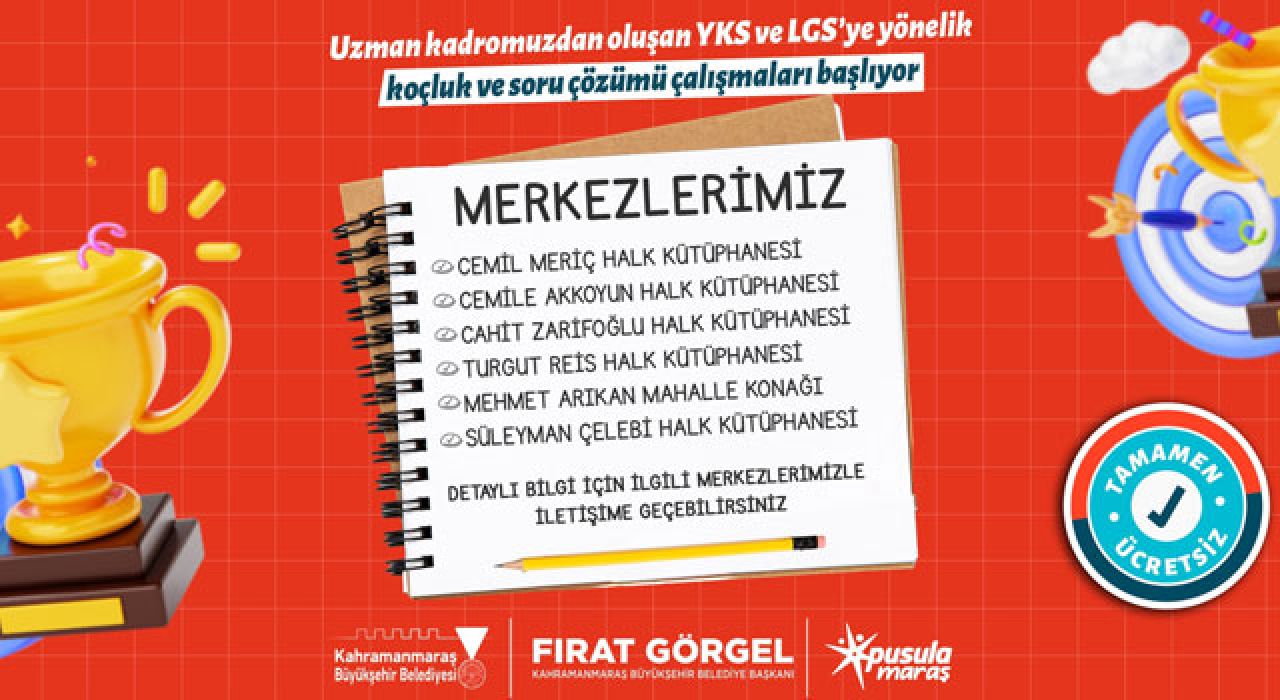 Pusula Maraş’tan YKS ve LGS Öğrencilerine Ücretsiz Hizmet