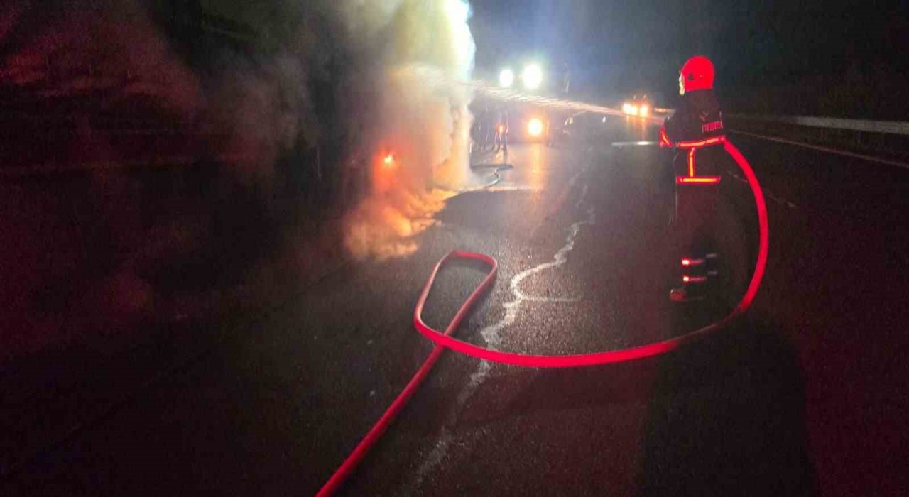 Şanlıurfada salça yüklü tır alev alev yandı