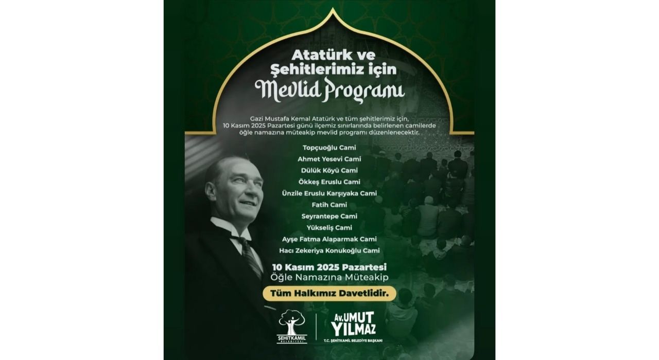 Şehitkamil’de Atatürk ve Şehitler İçin Mevlid Programı Düzenlendi