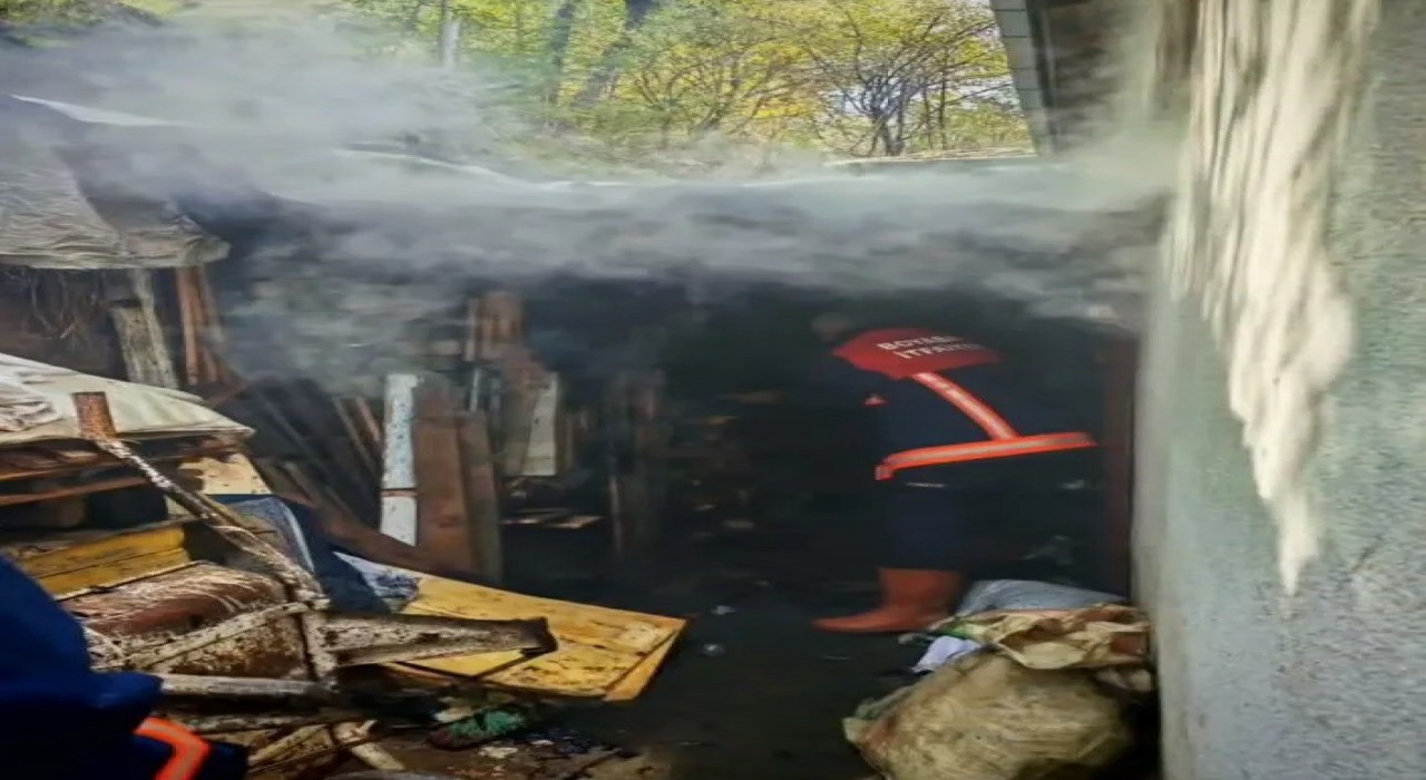 Sinopta odunlukta çıkan yangın korkuttu