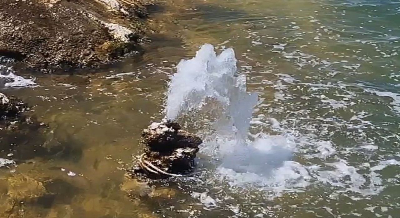 Van Gölünde şaşırtan görüntü: Mikrobiyalitten tatlı su fışkırdı
