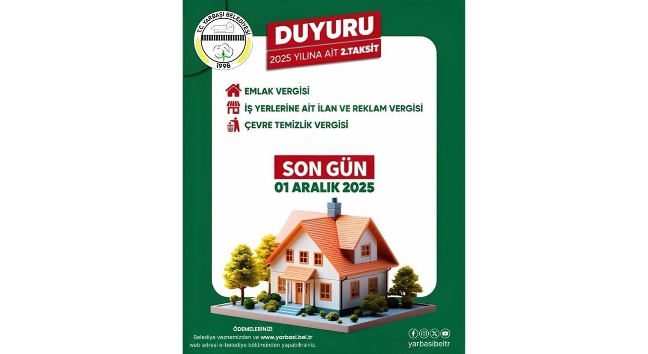 Yarbaşı’nda 2025 Vergi 2. Taksit İçin Son Çağrı