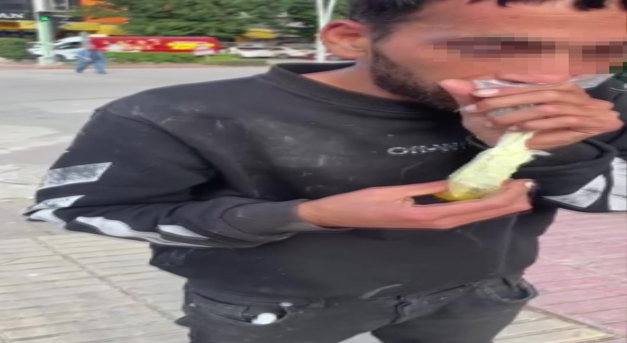 Caddede güpegündüz bali çekip kendinden geçti