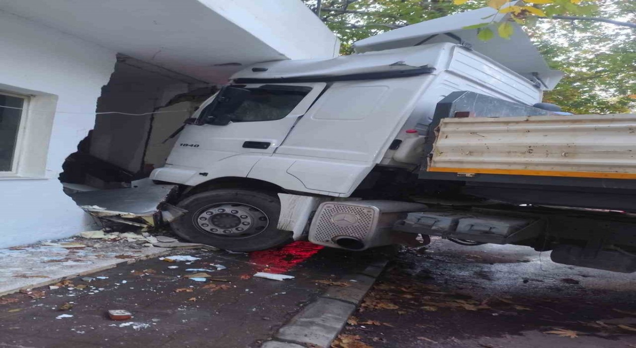 Freni boşalan tır, direk ve otomobile ardından fırına çarptı: 5 keçi telef oldu