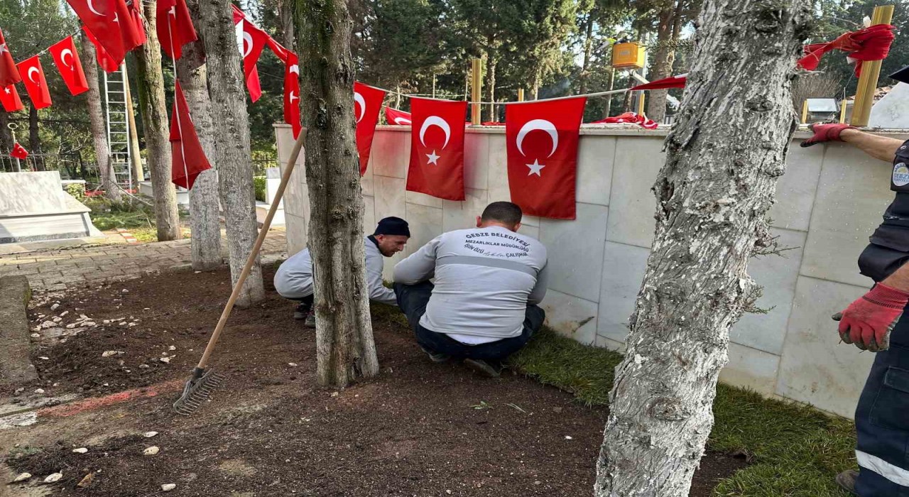 Gebze Şehitliğinde bakım ve onarım çalışması yapıldı