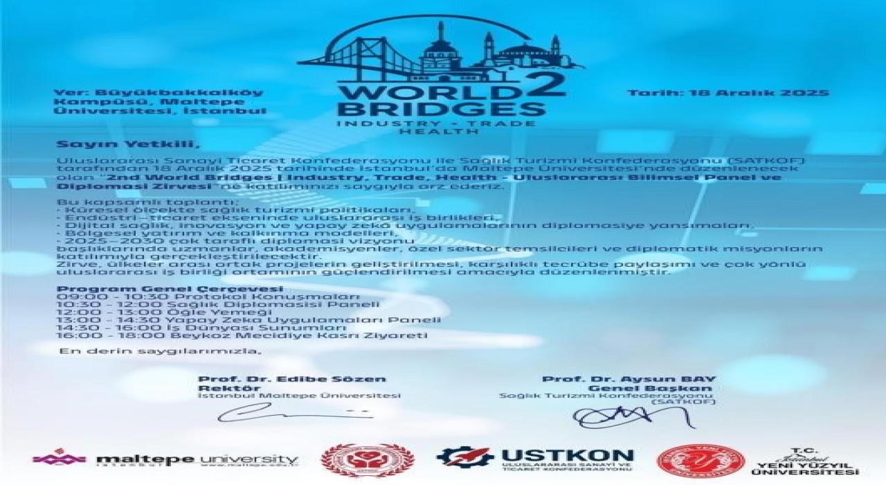 İstanbulda 2nd World Bridges Zirvesi düzenlenecek