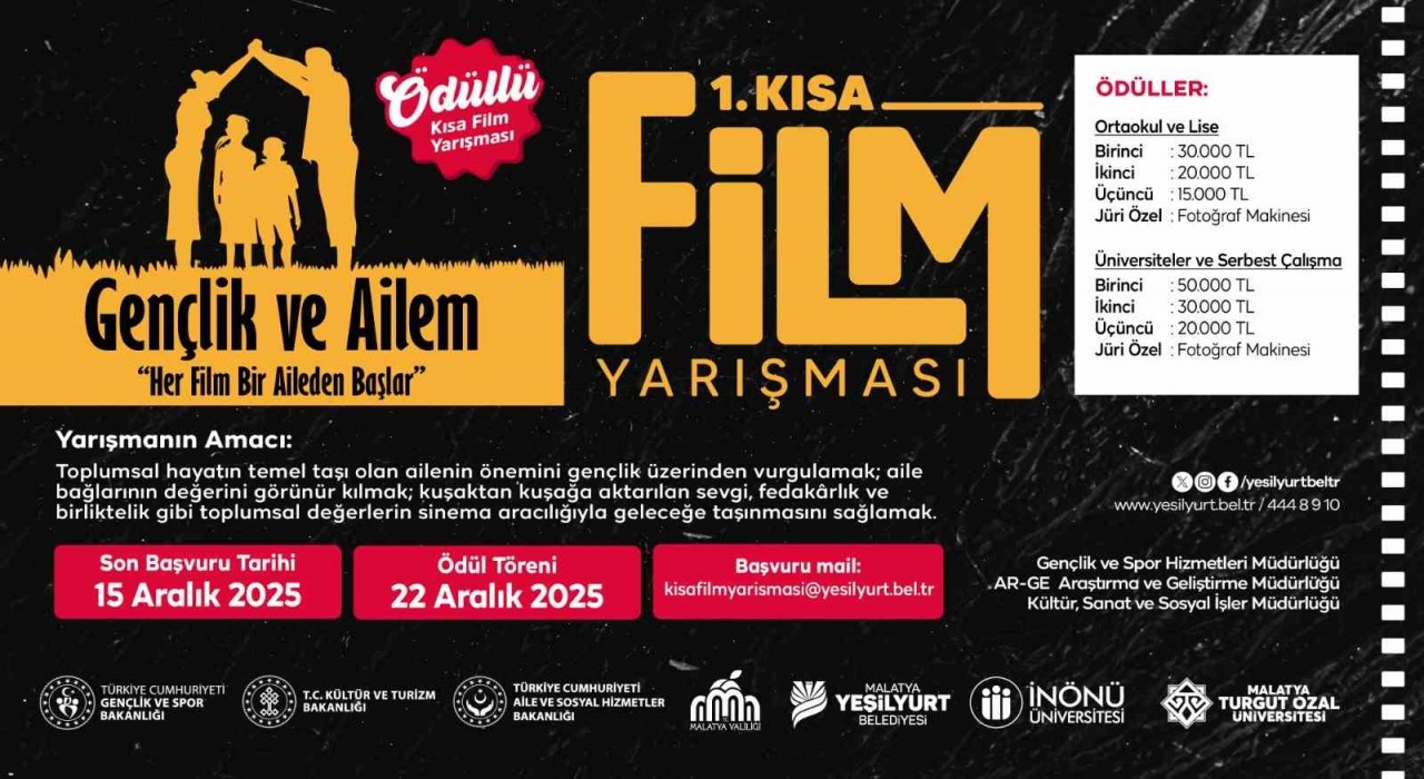Malatyada 1. Kısa Film Festivalinde son başvuru 15 Aralık