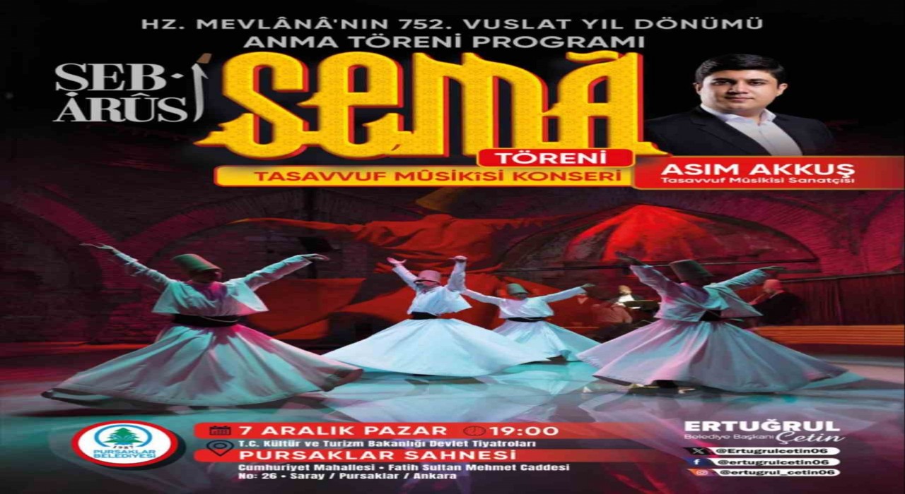 Pursaklar Belediyesinden Mevlananın 752. vuslat yıl dönümüne özel anma gecesi