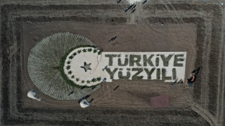 Gaziantep’te 100 bin fidanla ”Türkiye Yüzyılı” logosu oluşturuldu