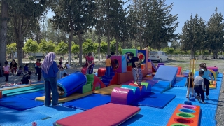 Hatay’daki çadır kentte çocuklar için cimnastik parkuru kuruldu