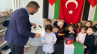 Kahramanmaraş’ta afetzede minik Kur’an kursu öğrencilerinden Filistin’e destek