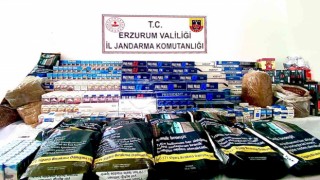 Erzurumda piyasa değeri 215 bin TL olan kaçak malzeme ele geçirildi