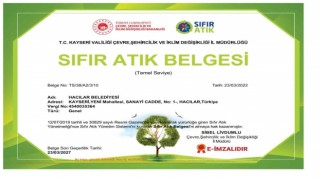 Hacılar Belediyesi sıfır atık belgesi aldı