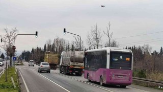 Jandarma trafiği havadan drone ile denetledi