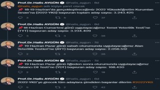 ÖSYM Başkanı Aygün: 2022 YKSye başvuran toplam aday sayısı 3 milyon 243 bin 425