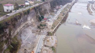 Rizenin Ardeşen ilçesindeki heyelan bölgesi havadan görüntülendi