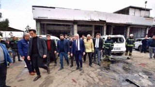Vali Karaloğlu, patlamanın olduğu 3. Sanayi Sitesinde incelemede bulundu