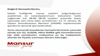 ABB Başkanı Yavaş: “06.00-06.45 saatleri arasında tam biniş ücretinin 4.5 TLye indirilmesini UKOME toplantısında gündeme getireceğiz”