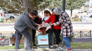 Aksarayda sokak hayvanları için mama ve su bırakıldı