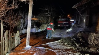 Artvinde gece çıkan yangında iki katlı ev kullanılamaz hale geldi