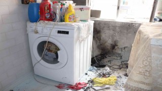 Çamaşır makinesi kablosu alev aldı: 1 yaralı