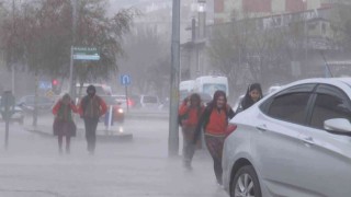 Erzurumda dolu ve sağanak yağış etkili oldu