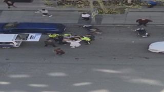 Esenyurtta trafik polisini önce tehdit etti sonra üzerine yürüdü