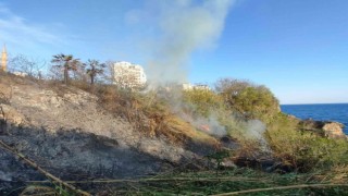 Falezlerde kargılık alandaki yangın korkuttu